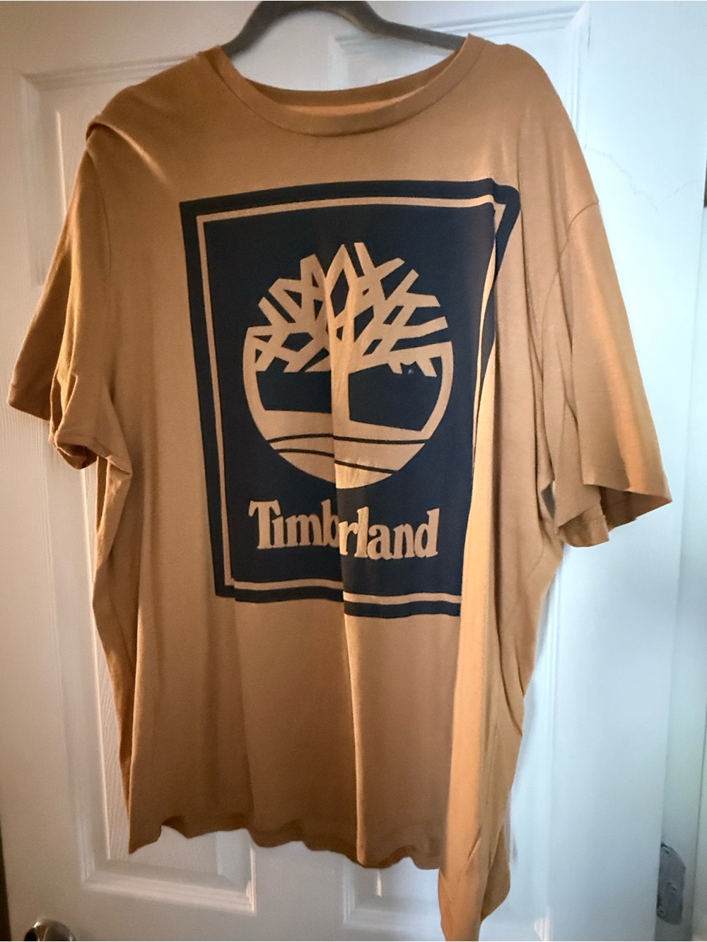 Timberland Tan Short-Sleeve Tee with Navy Graphic